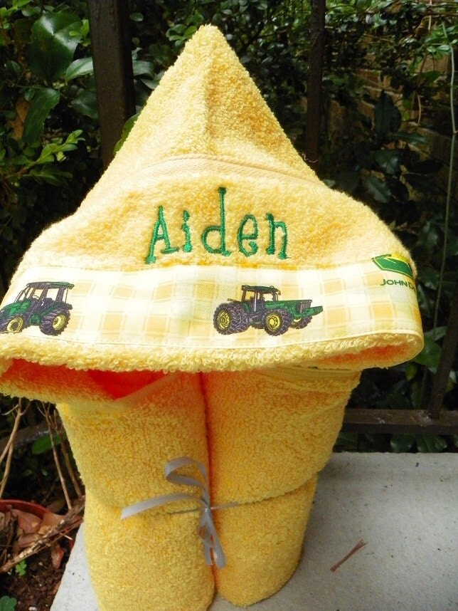 Personalized Hooded Bath Towel John Deere theme your choice of