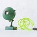 10% SALE - Antique Industrial Green Spotlight Lamp w/ Neon Yellow Net Color Cord- Steampunk