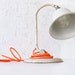 Vintage Rusted Bell shade Lamp w/ Neon Orange Color Cord