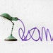 15% SALE - Vintage Industrial Lamp - Green Mini Machine Age Clip Light with Purple Color Cord