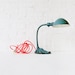 Industrial Lighting - Vintage Gooseneck Desk Lamp w/ Neon Orange Pink Color Cord