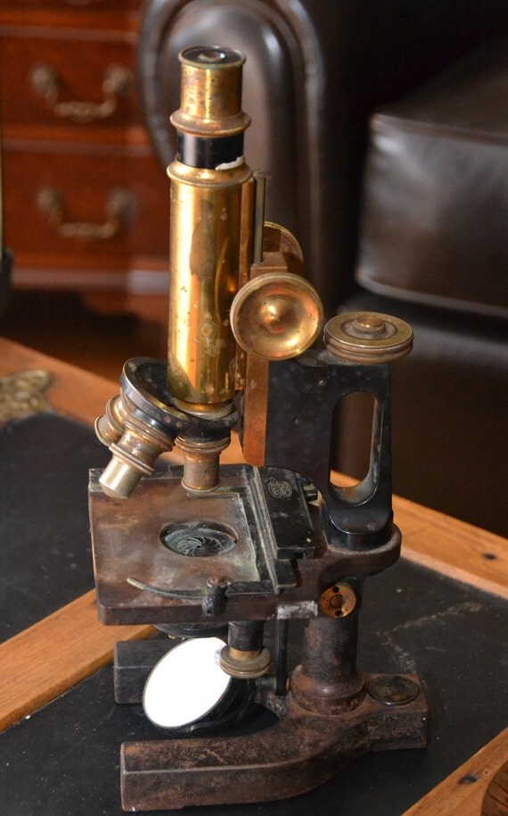 Antique Physicians Microscope Brass Spenser Buffalo Bausch