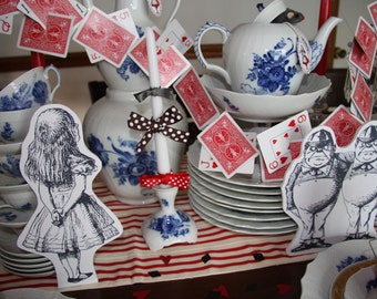 Alice and Wonderland Prop Characters and Card Garland - Party Decorations