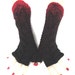 Fingerless Gloves Wrist Warmers Handknit Cabled Black and Red Warm Natural Wool Kid Mohair