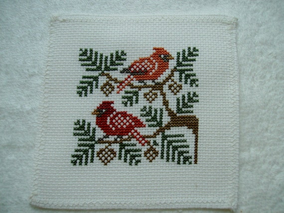 Completed Prairie Schooler Cross Stitch Birds Cardinal