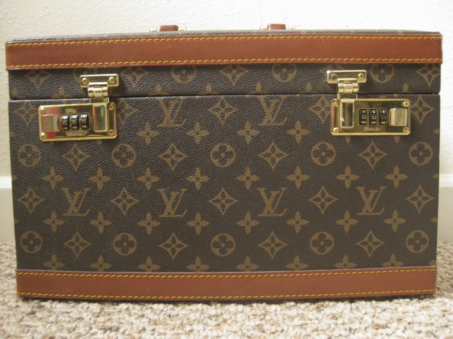 AUTH Vintage Louis Vuitton LV Train Case Makeup by lostnfoundvntg