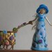 Flower doll with cart, needle felted home decoration