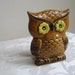 Vintage Owl Ceramic Statue, Retro Napkin Letter Holder Organizer, Honey Brown Yellow Japan