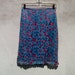 Vintage 90's Betsey Johnson New York Art Nouveau Cherry Print Blue Silk Skirt with Ruffle Hem Women's Medium