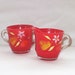Vintage Red Creamer Open Sugar Hand Painted Fruit Design Kitchen Decoration 50s 1950s