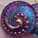 Emerald Glass Button with Gold Spiral for Costumes, Formalwear, Bridal or Evening