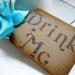 24 Vintage Sparkly "Drink Me" Tags- Alice in Wonderland/Tea Party - Kraft/Turquoise
