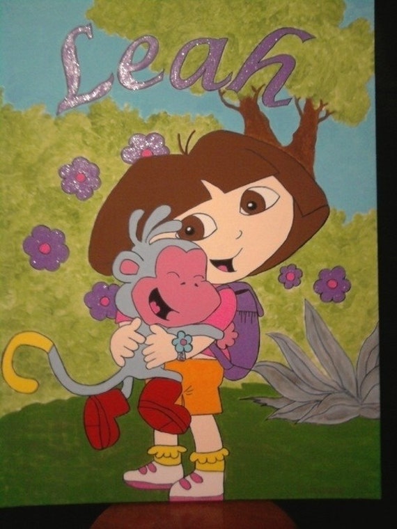 Dora and Boots Canvas 30 x 40 by unleasheddoggie on Etsy