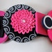 Fuchsia button bracelet black silver OOAK women's gift statement jewelry expandable