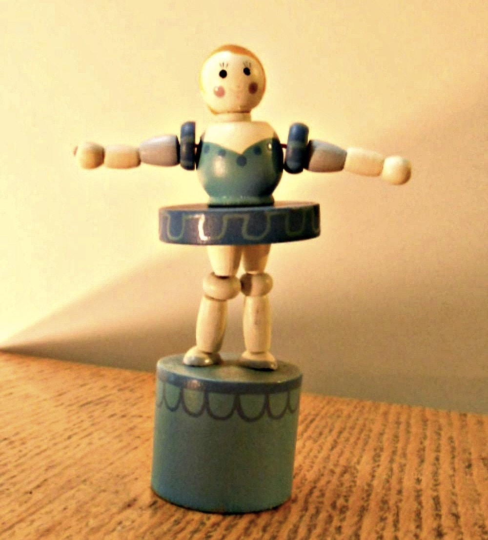 Vintage Wooden Toy Push Puppet Ballerina