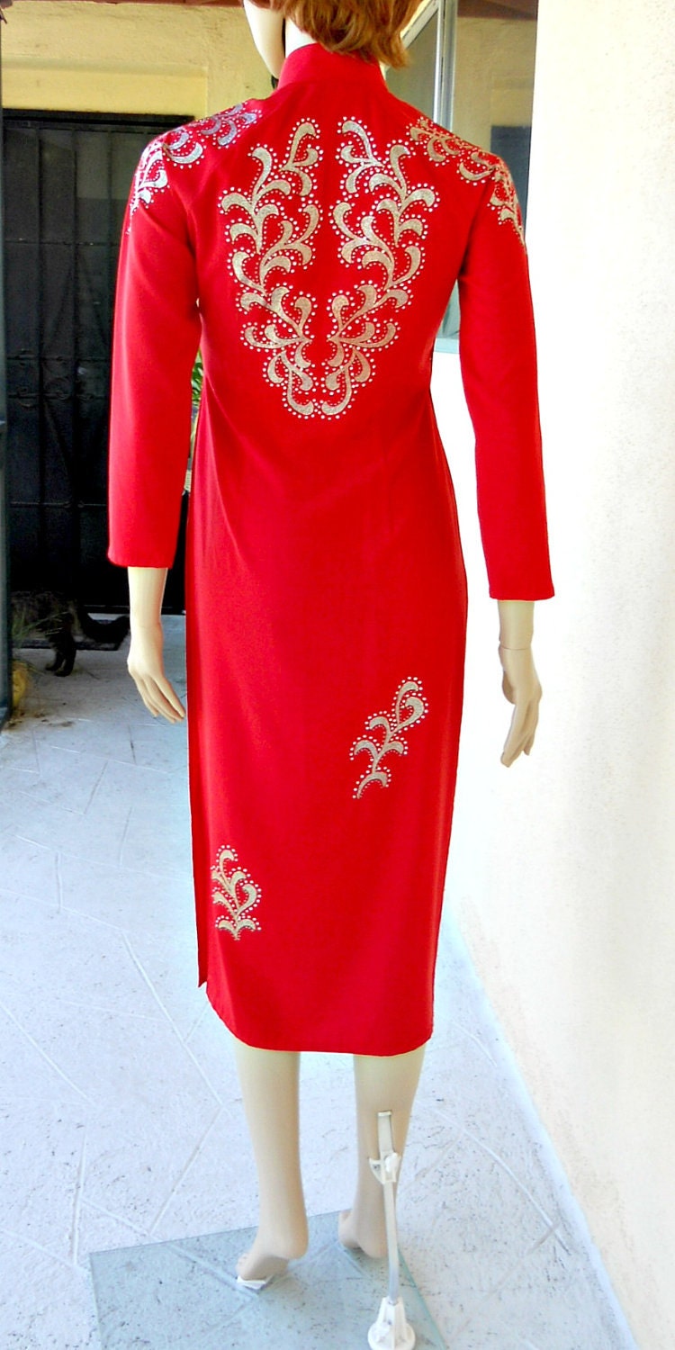 Ao Dai Vietnamese Wedding Dress Red Dress Cheongsam