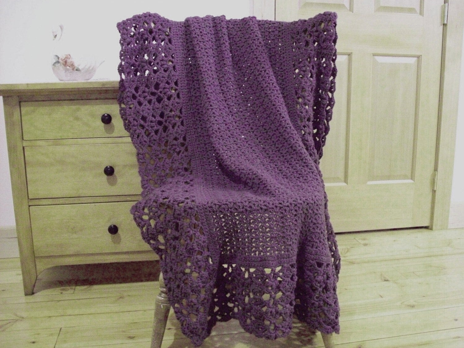 Hand Crocheted Lacy Blanket Crochet afghan blanket throw
