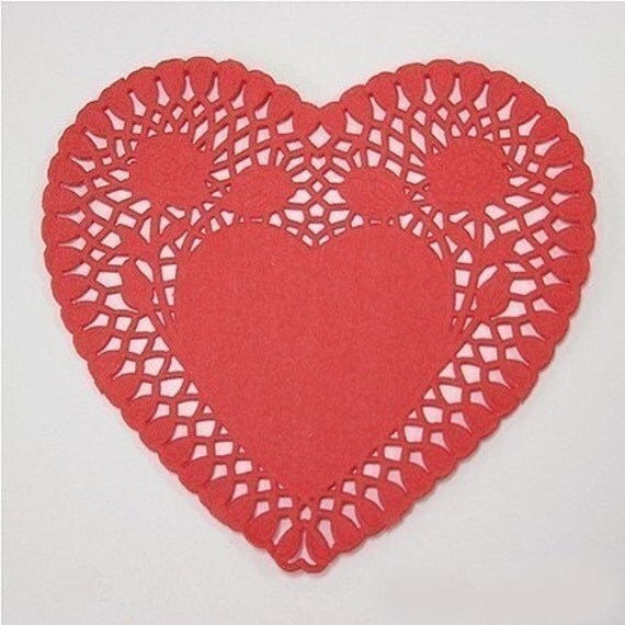 Items similar to Heart Shaped Paper Lace Doilies (pack of 20) on Etsy