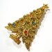 Vintage Art signed Christmas Tree Goldtone Rhinestones