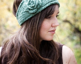 PATTERN Flower Headband Earwarmer (Knit and Crochet Pattern) PDF