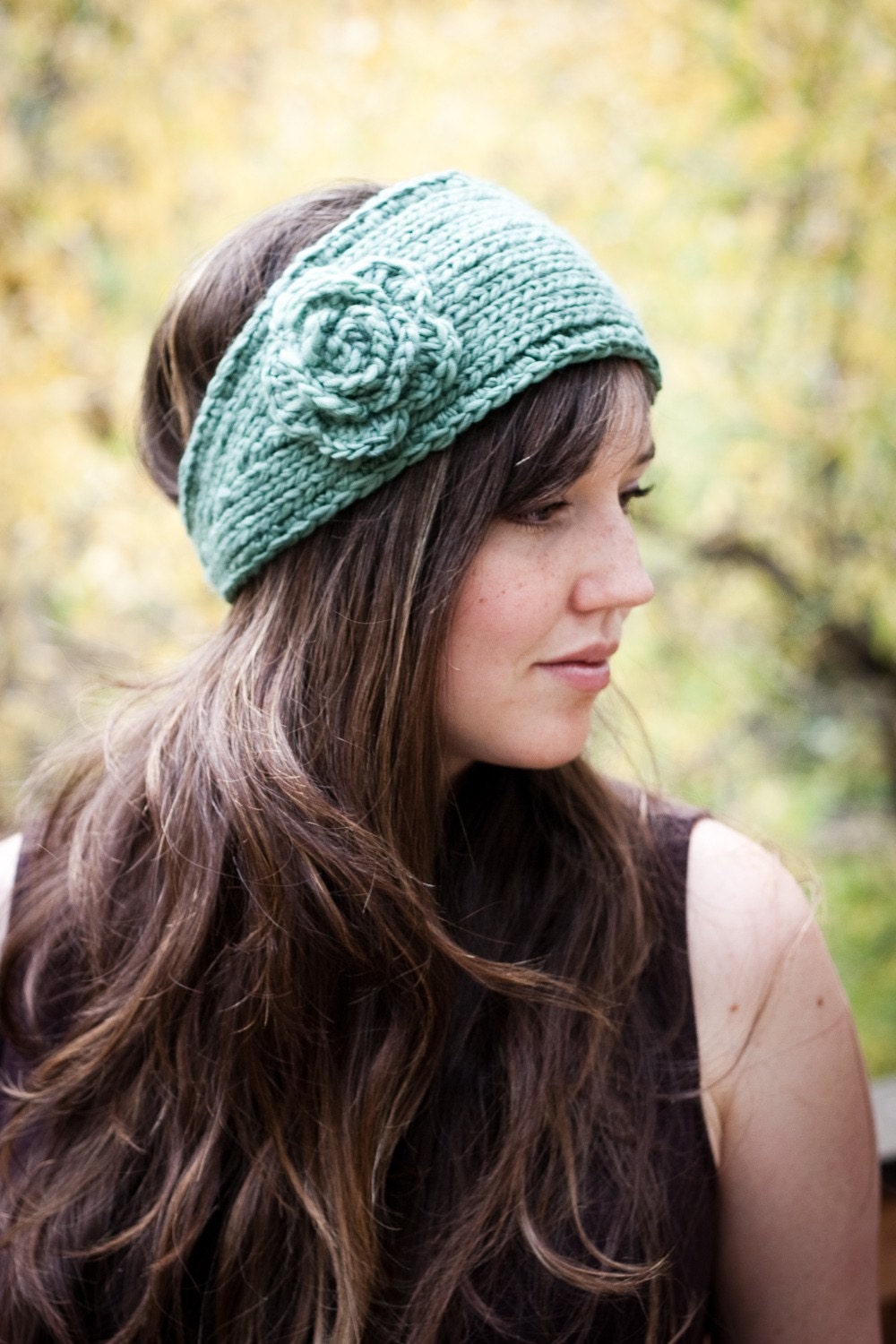 crochet pattern headband etsy Knit Earwarmer Headband PATTERN and Flower by mclaughlindesigns