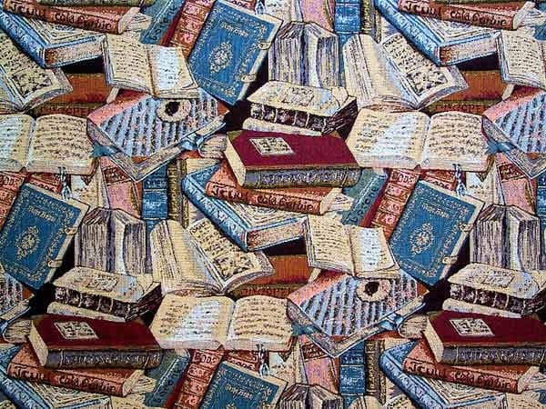 library books upholstery fabric