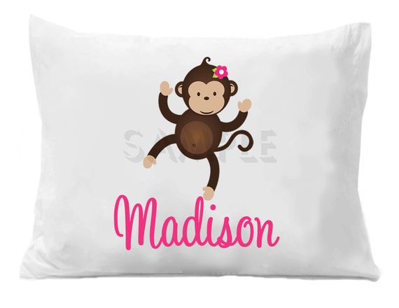 Monkey Pillow Case , Personalized Pillowcase Girls or Boys Il_570xn