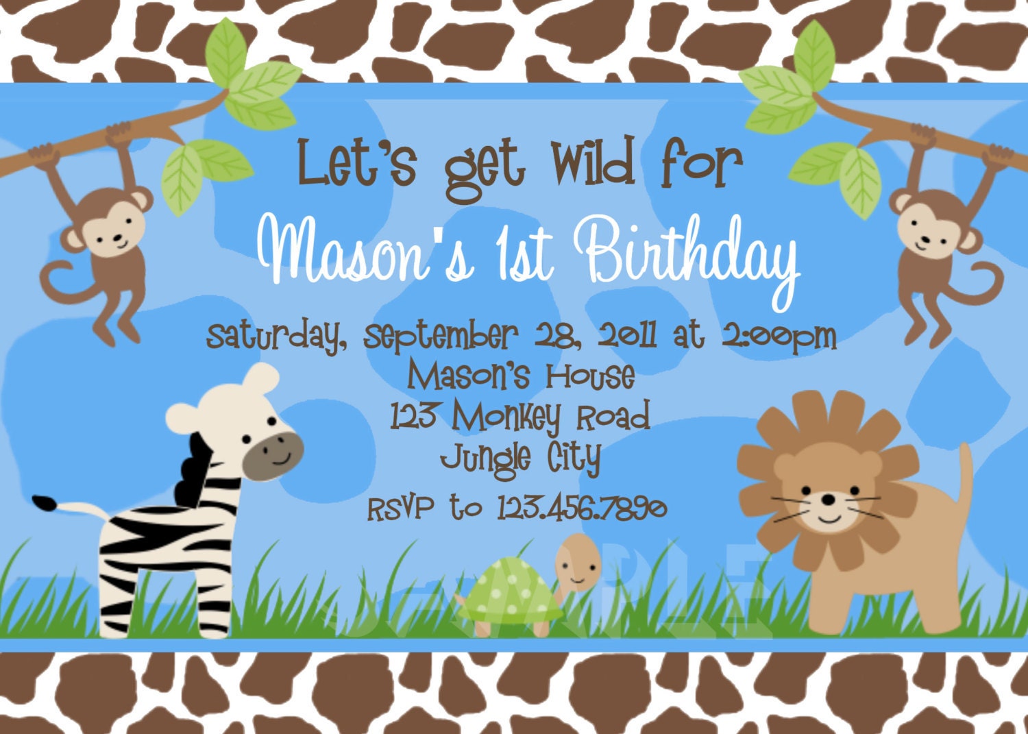 Safari Birthday Invitation Pink Safari Birthday Party Invite