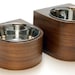 TWO FEEDER SET 1 pint walnut veneer
