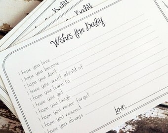 Set of 50 Professionally Printed Wishes for Baby Cards - Unique Baby Shower Activity Game or Memory Book Idea