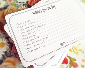 PRINTABLE Wishes for Baby Cards - Unique Baby Shower Activity Game or Memory Book Idea