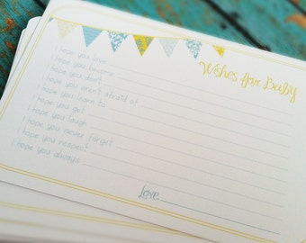 Wishes for Baby Boy Cards - Unique Baby Shower Activity Game or Memory Book Idea - Blue and Yellow