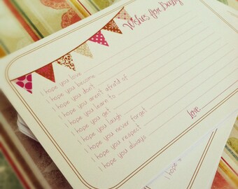 Wishes for Baby Girl Cards - Unique Baby Shower Activity Game or Memory Book Idea - Pink and Brown