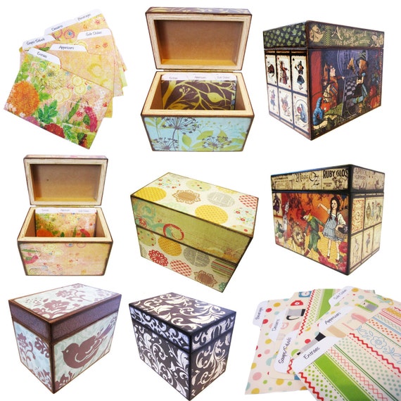Items similar to Large Recipe Box for 4x6 Cards and Matching Laminated