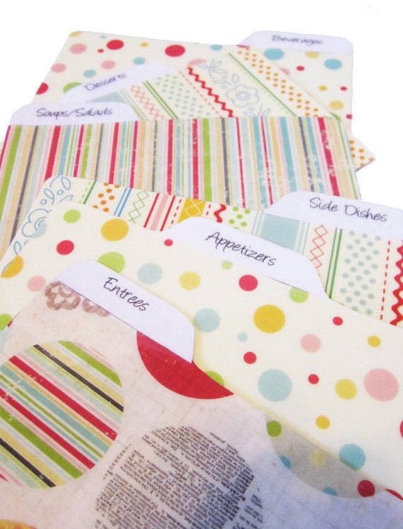 Items similar to Recipe Card Dividers Set of Six (6) 4x6 4" x 6