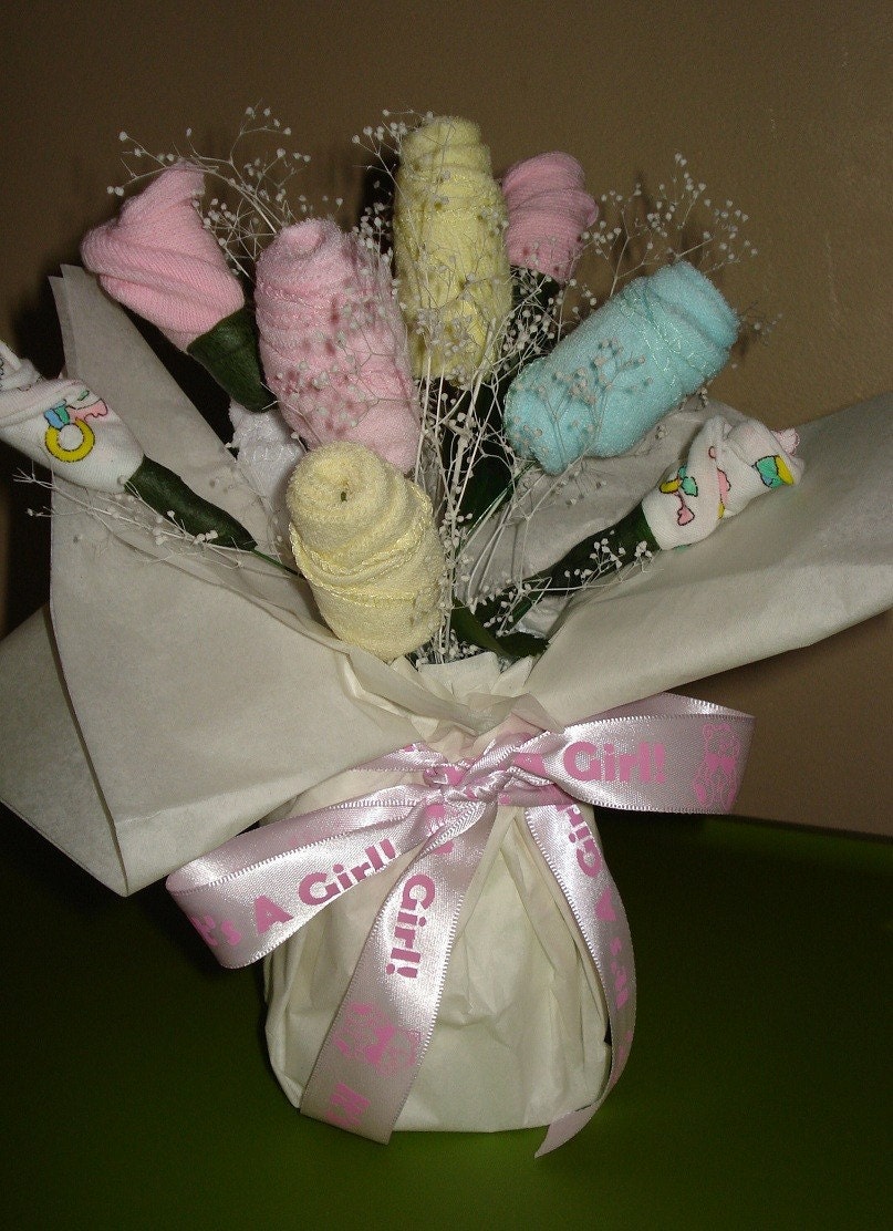 Baby Girls Bouquet Baby Washcloth Flowers by BrendasCreativeCakes