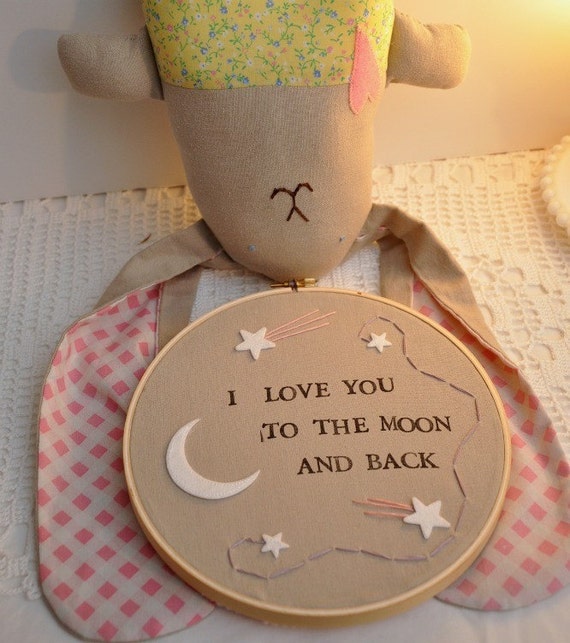 I Love You To The Moon And Back Embroidery Wall Art