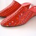 Red Woven Slip On Wedge Shoes- Sz. 8, Italy, Basket Weave, Blue, Gold, White, Green