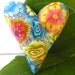 Valentine Heart Bead/Pendant - Summer Flowers - Polymer Clay Heart