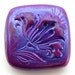 4 Handmade Polymer Clay Purple Floral Square Cabs/Tiles