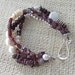 Garnet and White Freshwater Pearl Bracelet Multi-strand with Sterling Silver Beads