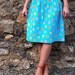 Célina, French Vintage, Bright Turquoise Blue Polka Dot Midi Skirt from Paris