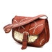 Argent, French Vintage, Dark Amber Tan Leather Silver Studded Satchel, Messenger,Handbag