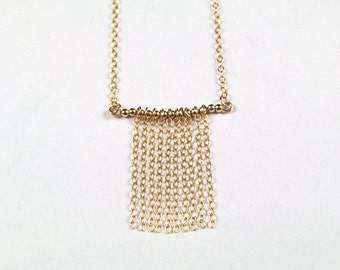 Unique Gold Filled Chain Curtain Necklace - N500