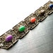 Sarah COVENTRY Designer Colorful Cabochon Silver Chunky Wide Link Panel Bracelet 1950s Vintage Jewelry artedellamoda