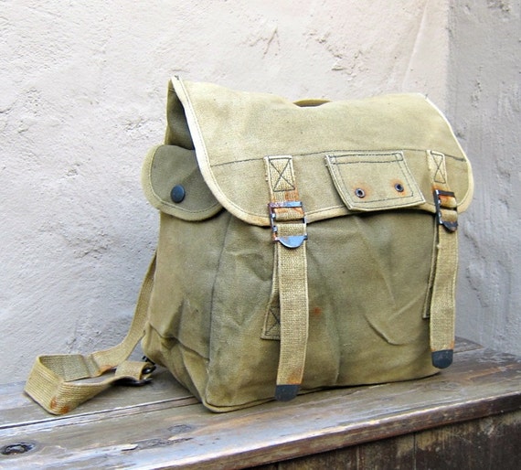 Vintage Military Green Army Canvas Small Backpack by ...