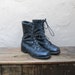 SALE Vintage Distressed Black Leather Steel Toe Military Lace Up Combat Boots Mens Size 8W