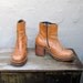 Vintage Distressed Tan Leather Chunky Sole Booties Ladies Size 9 by Riverstone