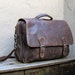Vintage Distressed Chocolate Brown Leather Satchel Work Bag w/Shoulder Strap by Kenneth Cole