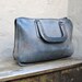 Vintage Rare COACH Distressed Black Blue Leather Satchel Tote